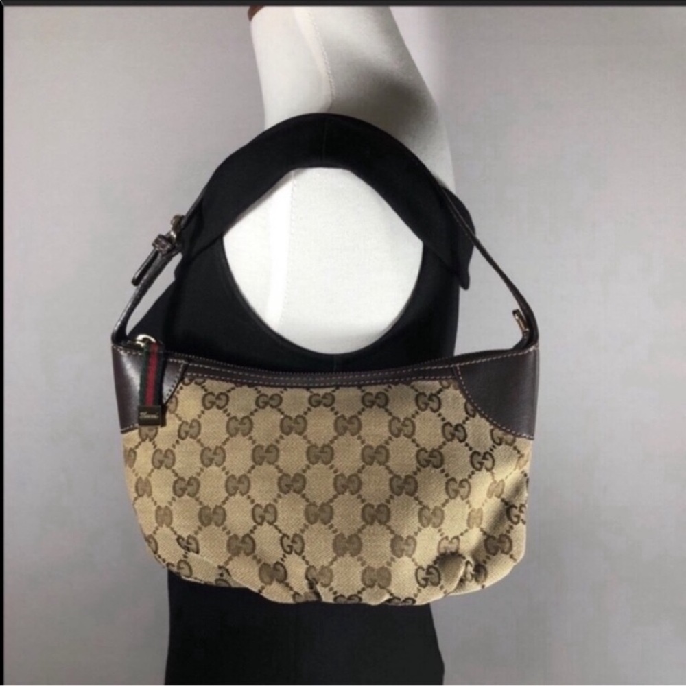 Gucci Signature Brown and Cream Shoulder Bag